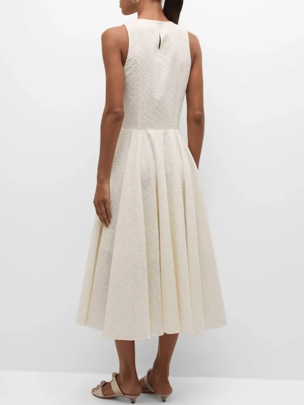Frame White Broderie Anglaise Cotton Eyelet Midi Dress - Picture 3 of 7